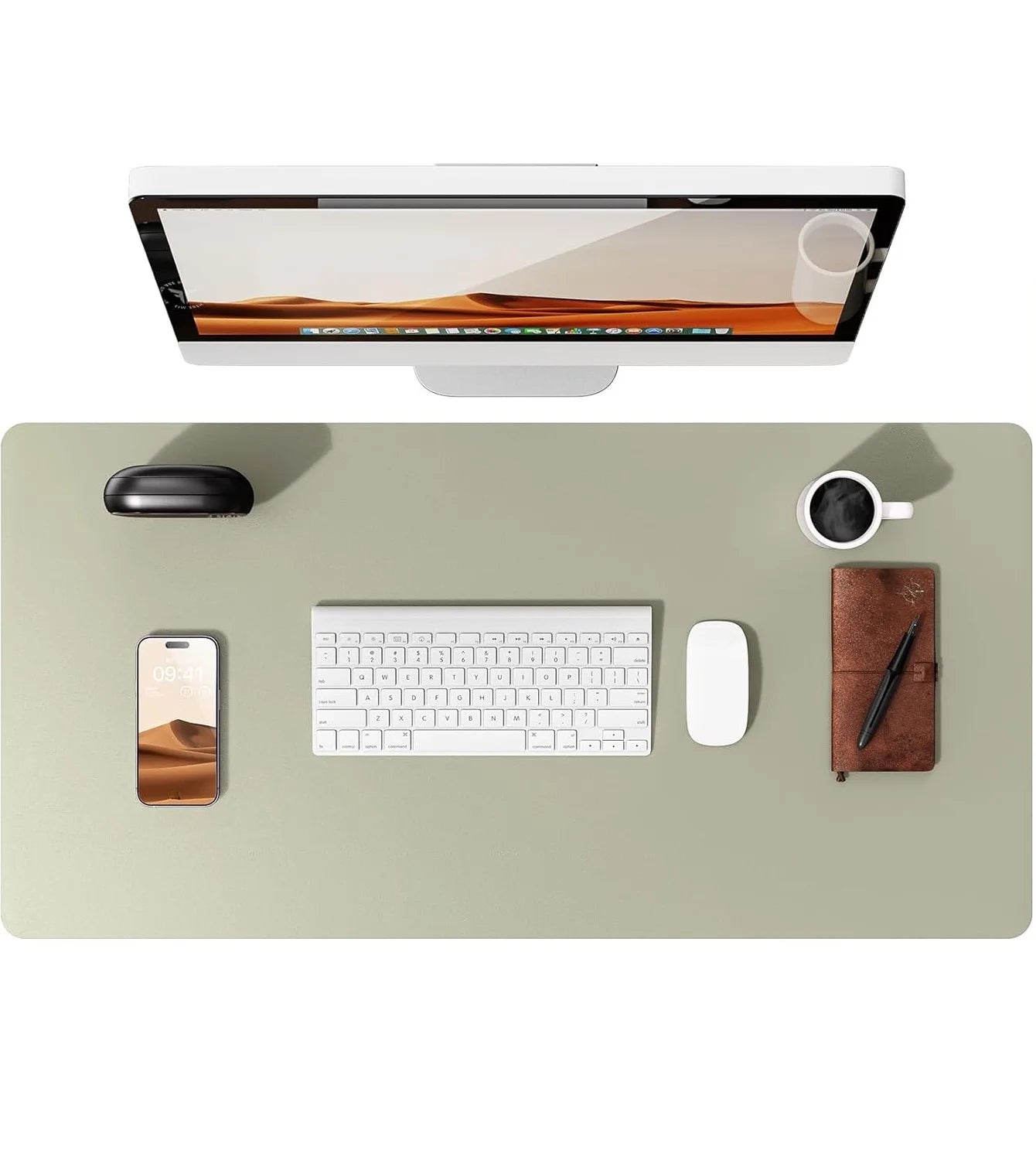 Large PU Leather Desk Pad - Non-Slip Waterproof Office Mouse Pad & Laptop Desk Mat