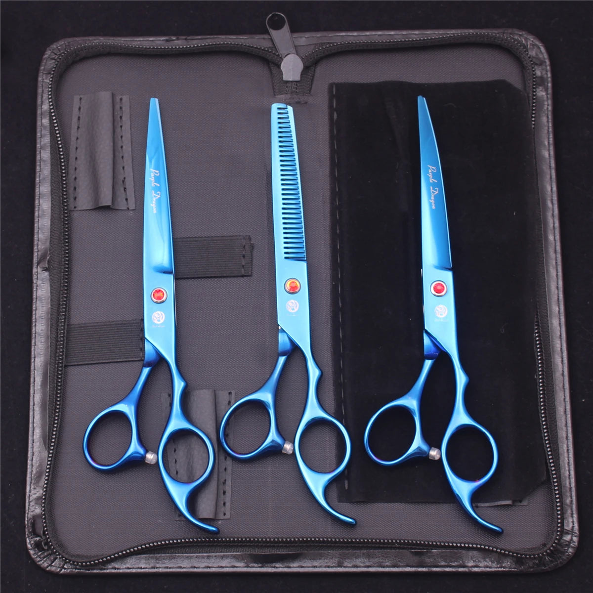 7-Inch (19.5 cm) Stainless Steel Pet Grooming Scissors Kit – Straight, Thinning, Chunker & Curved Shears