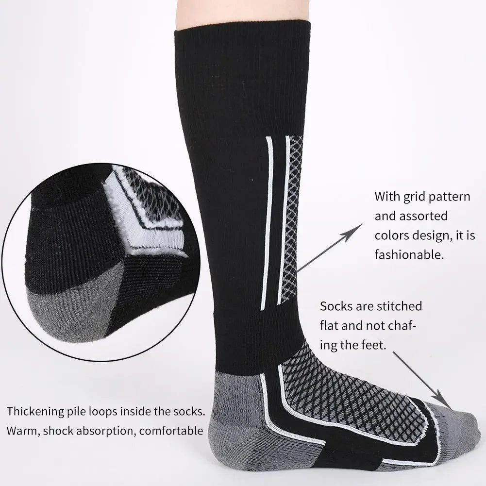 Thick Thermal Knee-High Ski Socks – Moisture-Wicking Sports Socks for Snowboard, Cycling & Soccer, Unisex (Men EU 39-45 / Women EU 33-39)