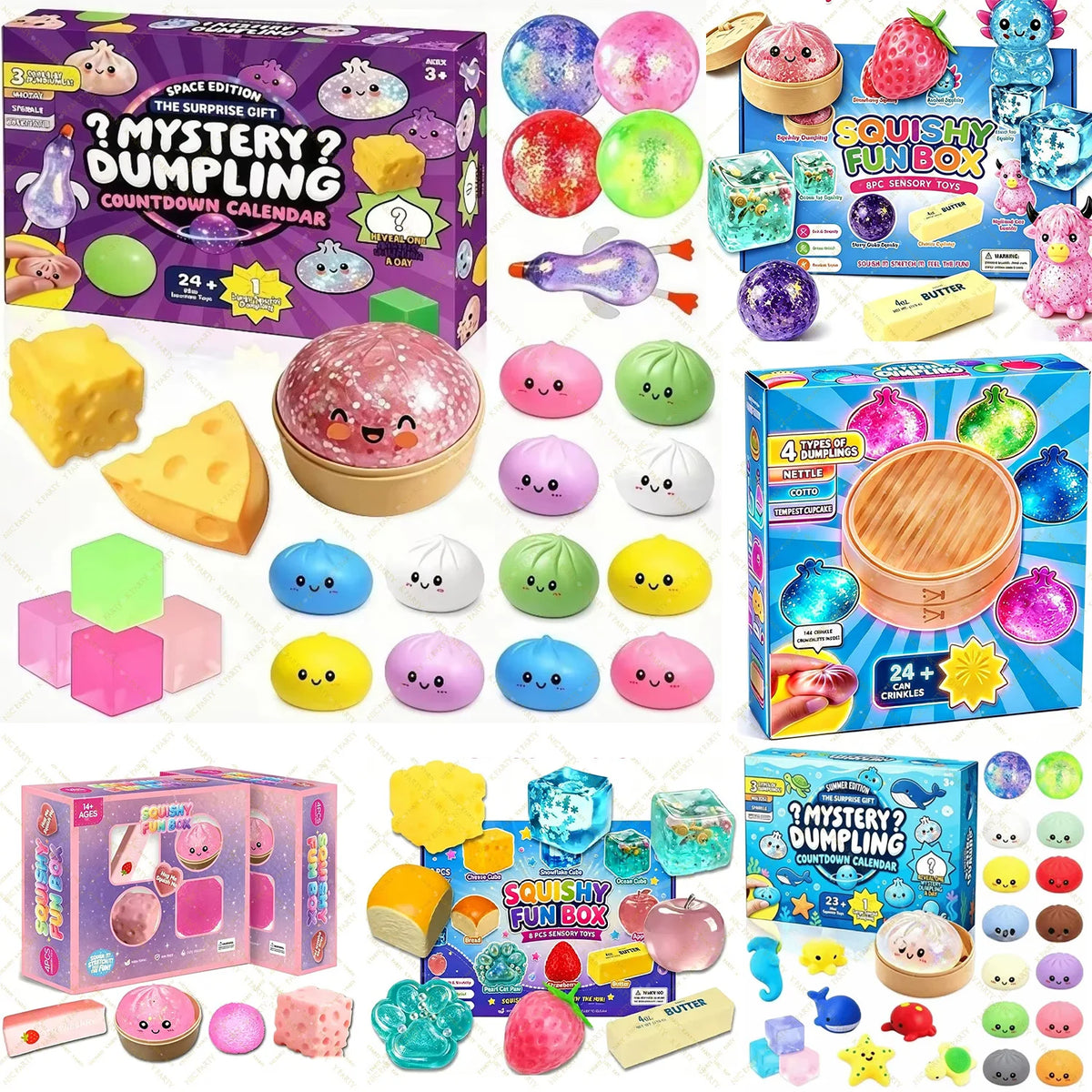 24-Day Dumpling Squishy Advent Calendar Blind Box Soft Slow-Rise Fidget Toys for Anxiety Relief & Christmas Party Gifts