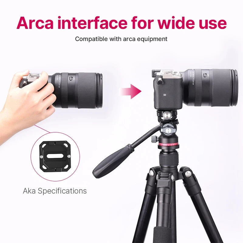 Small Hydraulic Ball Head Camera Tripod Head 360 Panoramic Universal Ballhead for DSLR and Monopod, Supports 10 kg (22 lb)