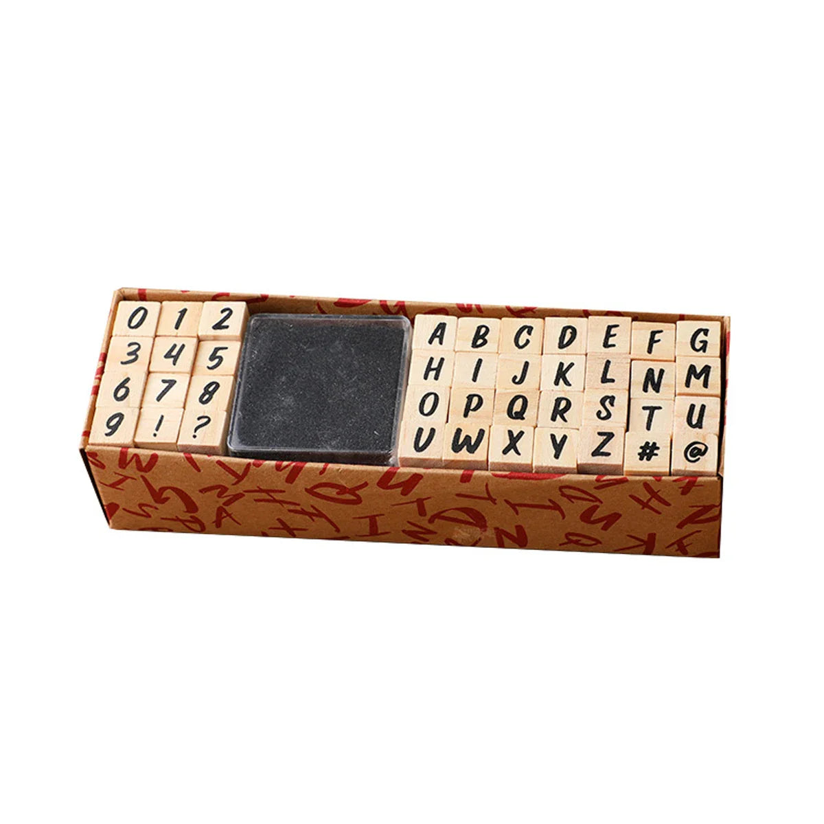 40-Piece Vintage Wooden Alphabet Rubber Stamp Set for Crafts, Card Making & Scrapbooking