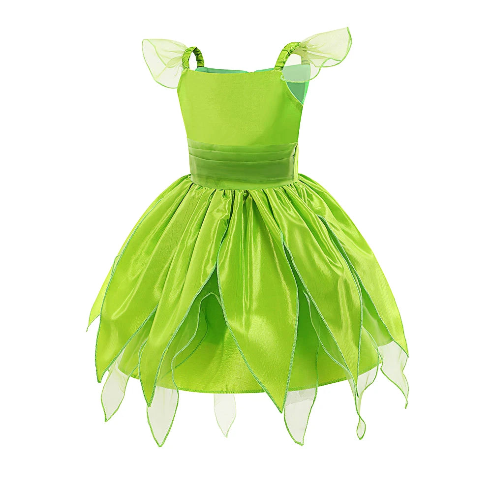 Girls Fairy Princess Costume Dress - Green Tulle Ball Gown for Ages 4-6 | Halloween Cosplay Party
