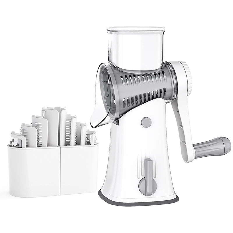 5-in-1 Rotary Cheese Grater Mandoline Shredder Vegetable Julienne Slicer Waffle Cutter Nut Chopper