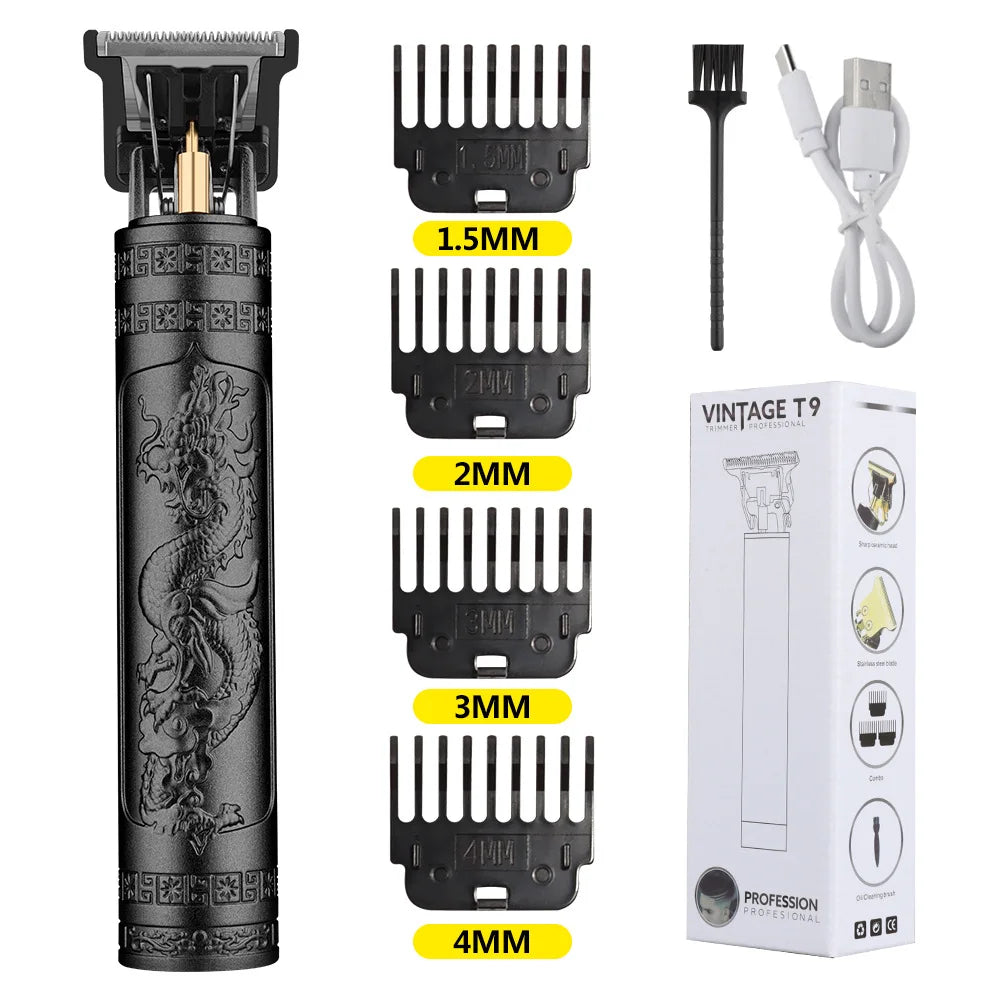 Retro Haircutting & Trimmer Set for Men — Rechargeable Electric Shaver & Beard Trimmer for Sensitive Skin, 60-Min Runtime