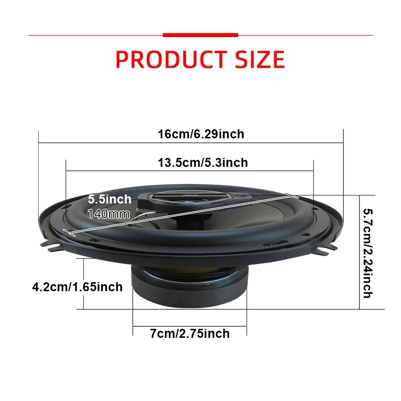 2-Pack 6-Inch (160mm) 3-Way Coaxial Car Speakers 320W Full-Range Hi-Fi for Car and Truck Doors