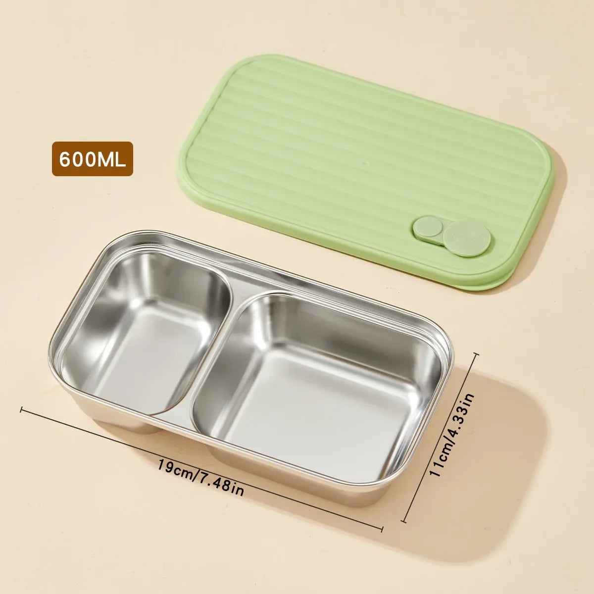304 Stainless Steel Bento Box - Divided Airtight Lunch Box with Lid, Leakproof Meal Prep Container for Kids & Students