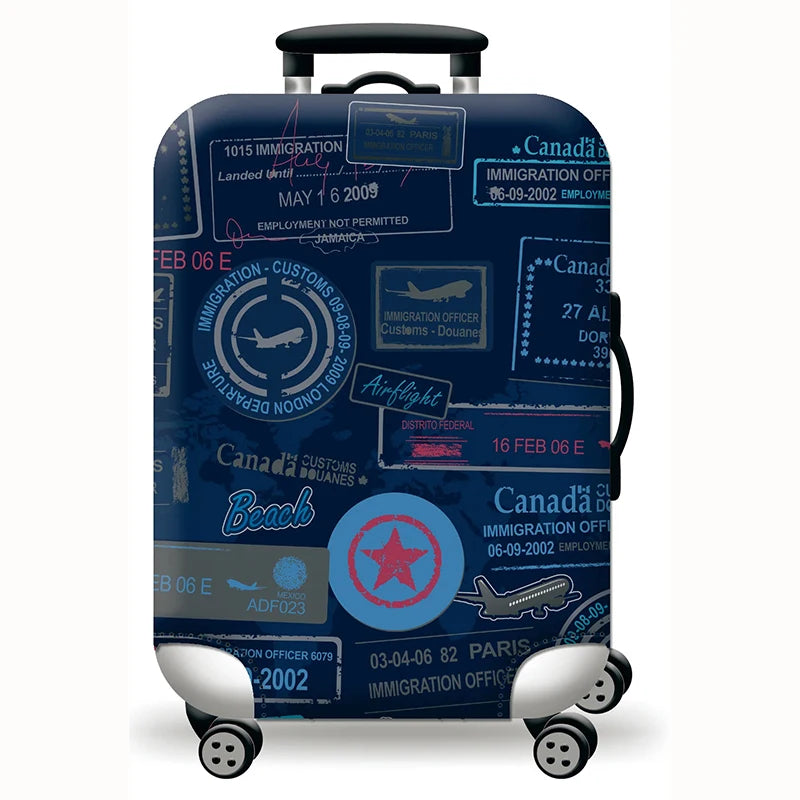 Elastic Stretch Printed Luggage Cover with Zipper & Buckle – Fits 18–32 Inch (46–81 cm) Suitcases – Durable Travel Trolley Protector