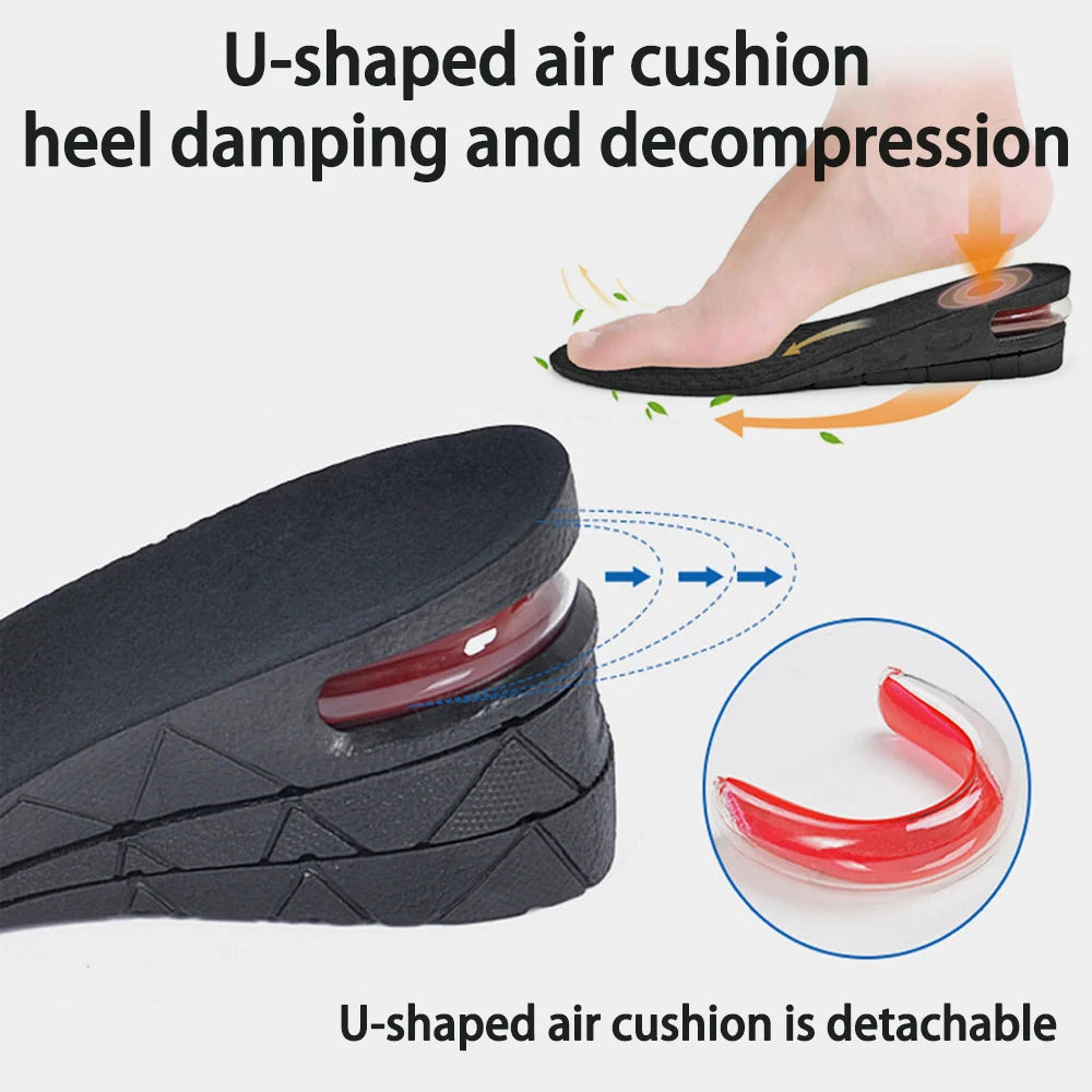 Adjustable Height-Increase Insoles 3–9 cm (1.2–3.5 in) – Invisible Air Cushion Shoe Inserts, Cut-to-Fit Elevator Insoles