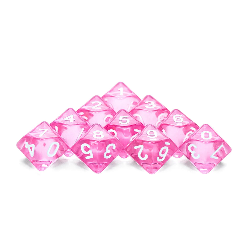 D10 Polyhedral Dice 10-Piece Set for D&D & Tabletop RPGs — Marble & Transparent Styles for Board Games & Parties