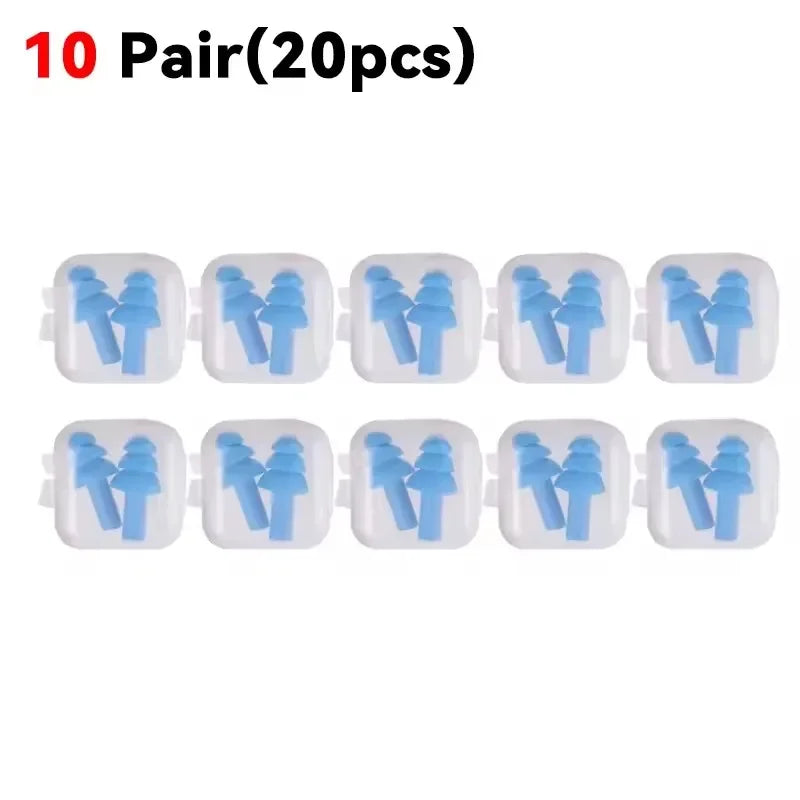 Reusable Silicone Ear Plugs - Noise Cancelling Sleeping & Waterproof Swimming Earplugs with Storage Box