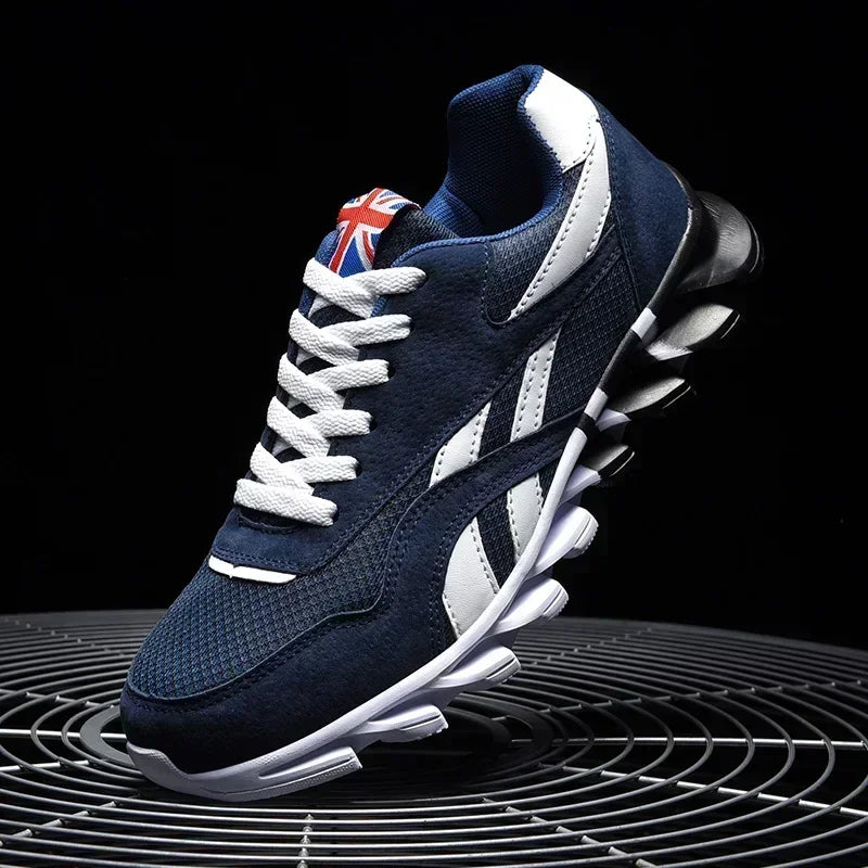 Men's Breathable Running Sneakers, Cushioned Thick Sole, Wear-Resistant Outdoor Fitness Shoes