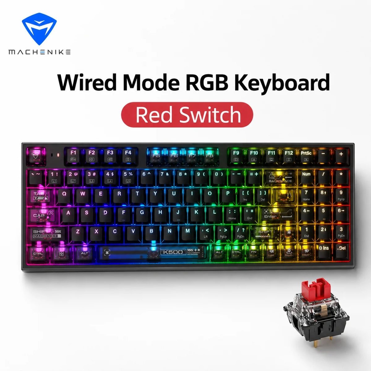 94-Key 90% Mechanical Keyboard Wired - Hot-Swappable RGB Backlit for PC & Laptop