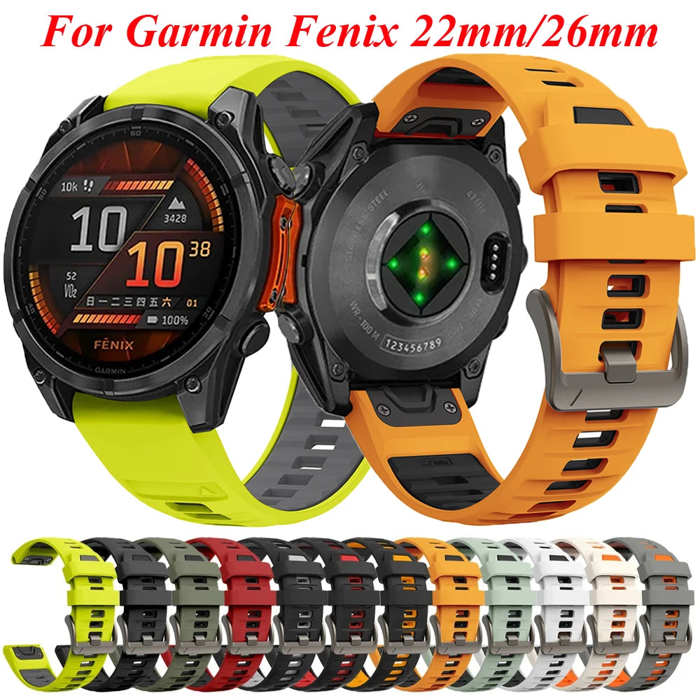 Silicone Sport Watch Band 22mm & 26mm – Breathable Replacement for 47mm and 51mm Smartwatches