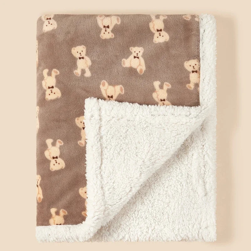 Flannel Lamb Fleece Baby Blanket – Newborn Swaddle Wrap & Stroller Quilt, Soft Winter Baby Bedding
