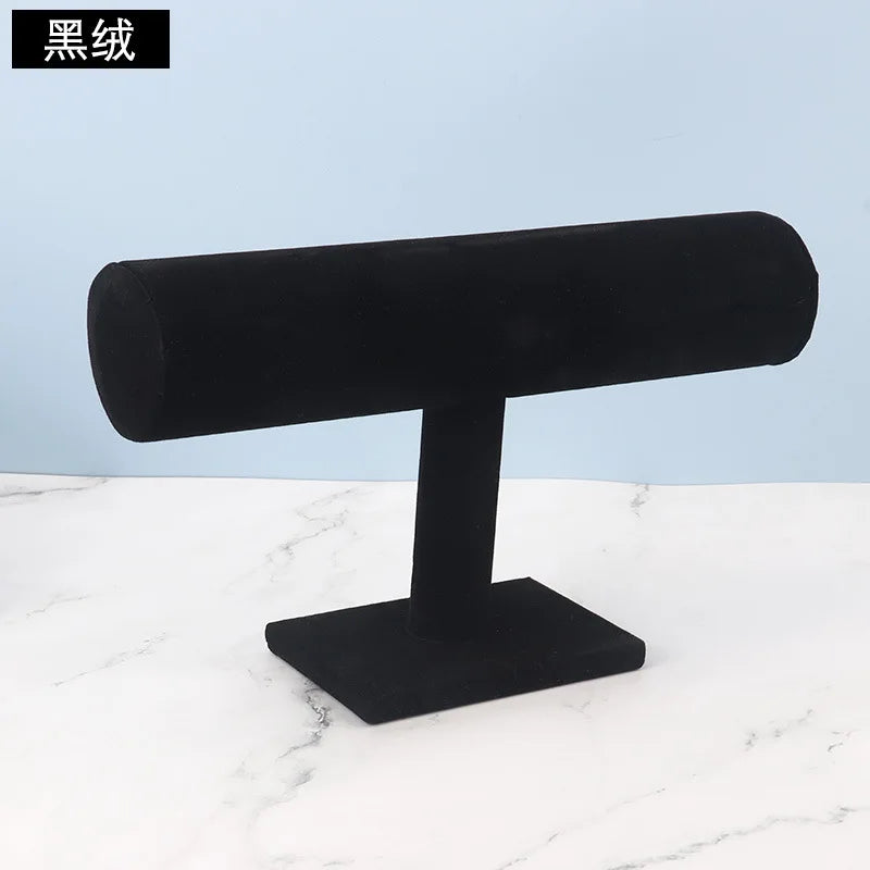 Velvet T-Bar Jewelry Display Stand - Bracelet, Watch & Necklace Organizer (24 x 7 x 14 cm / 9.45 x 2.76 x 5.51 in)