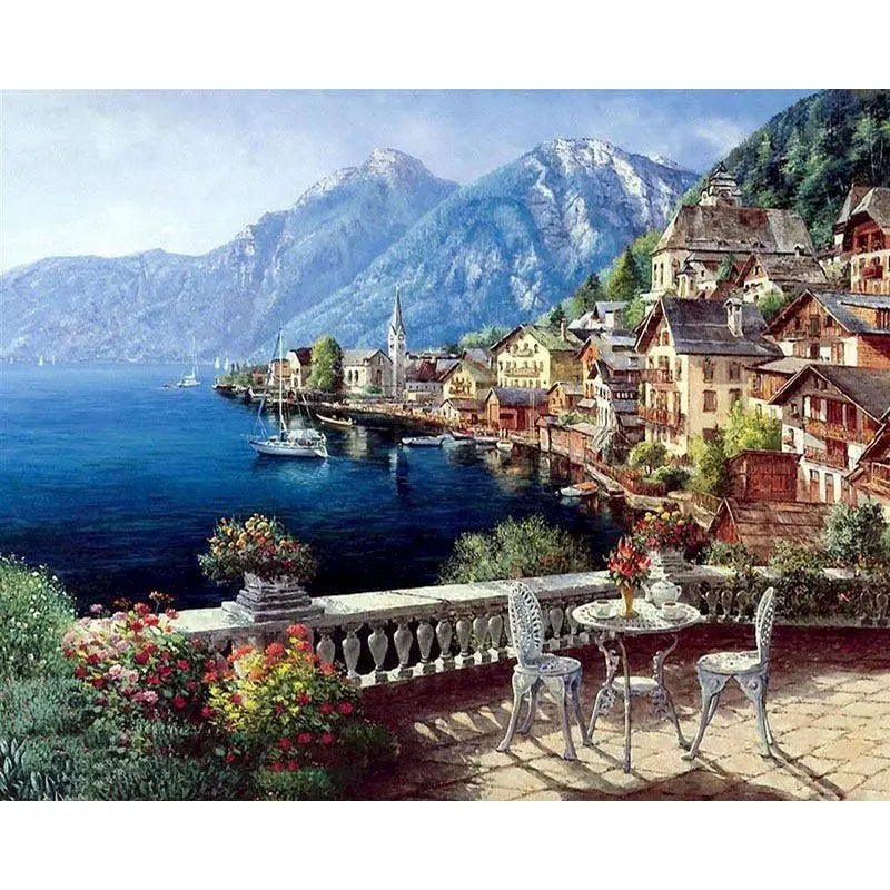 Paint-by-Number Landscape Canvas Kit for Adults — DIY Acrylic Painting Set with Brushes, Paints & Hangers, Multiple Sizes (40×50 cm / 15.7×19.7 in; 50×65 cm / 19.7×25.6 in; 60×75 cm / 23.6×29.5 in)