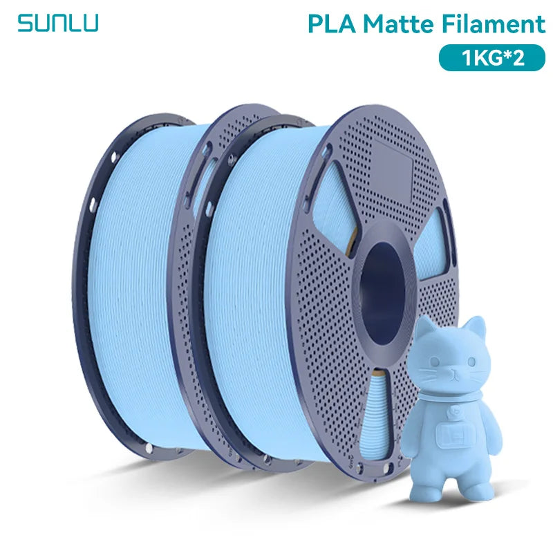 PLA Matte Filament 1.75mm 1kg Spool (2.2 lb) 2-Pack, Matte Finish Neatly Wound for FDM 3D Printers
