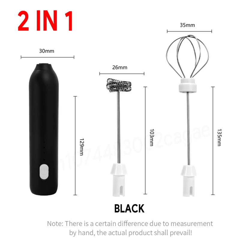 Wireless Electric Milk Frother & Egg Beater — USB-C Rechargeable Handheld Coffee Whisk, 3-Speed Mini Foam Maker
