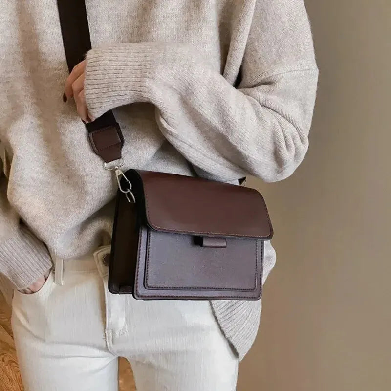 PU Leather Small Flap Crossbody Bag for Women - Travel Handle Shoulder Messenger Handbag