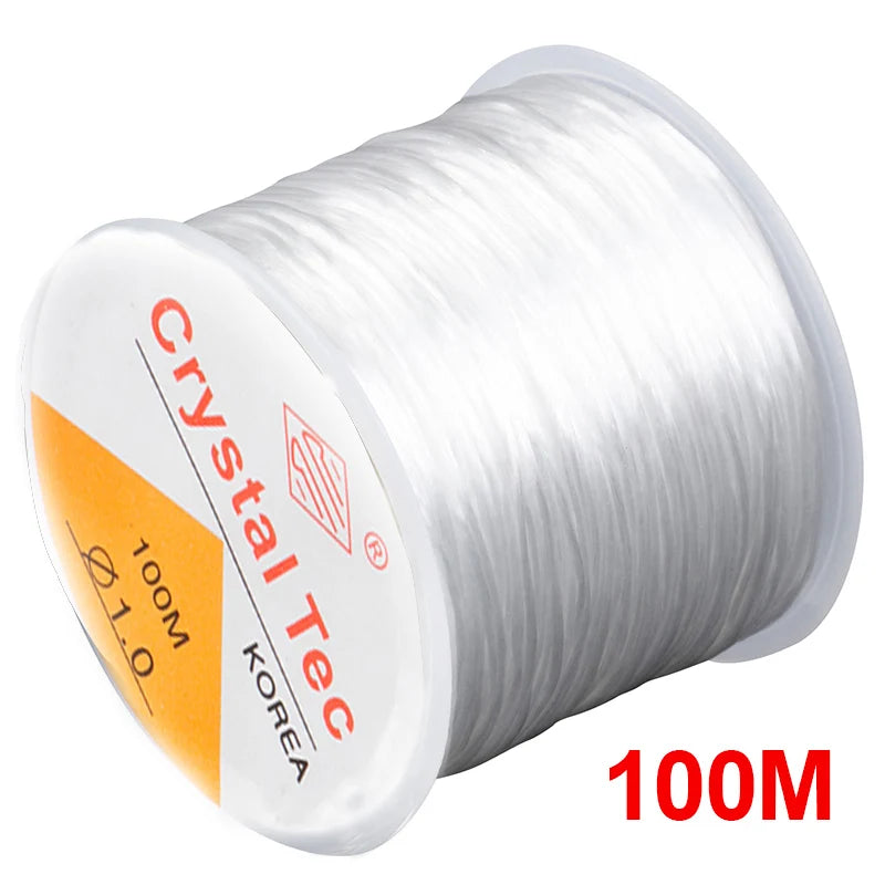 100m (328 ft) Transparent Elastic Crystal Beading Thread Cord 0.5–1mm Jewelry Making Stretch String for Necklaces & Bracelets