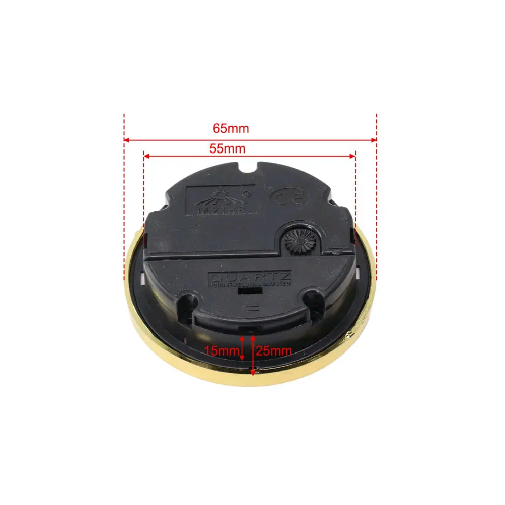 65mm (2-1/2 in) Quartz Clock Insert with Arabic Dial – Round Movement for DIY & Wall Clock Repair, Gold or Silver