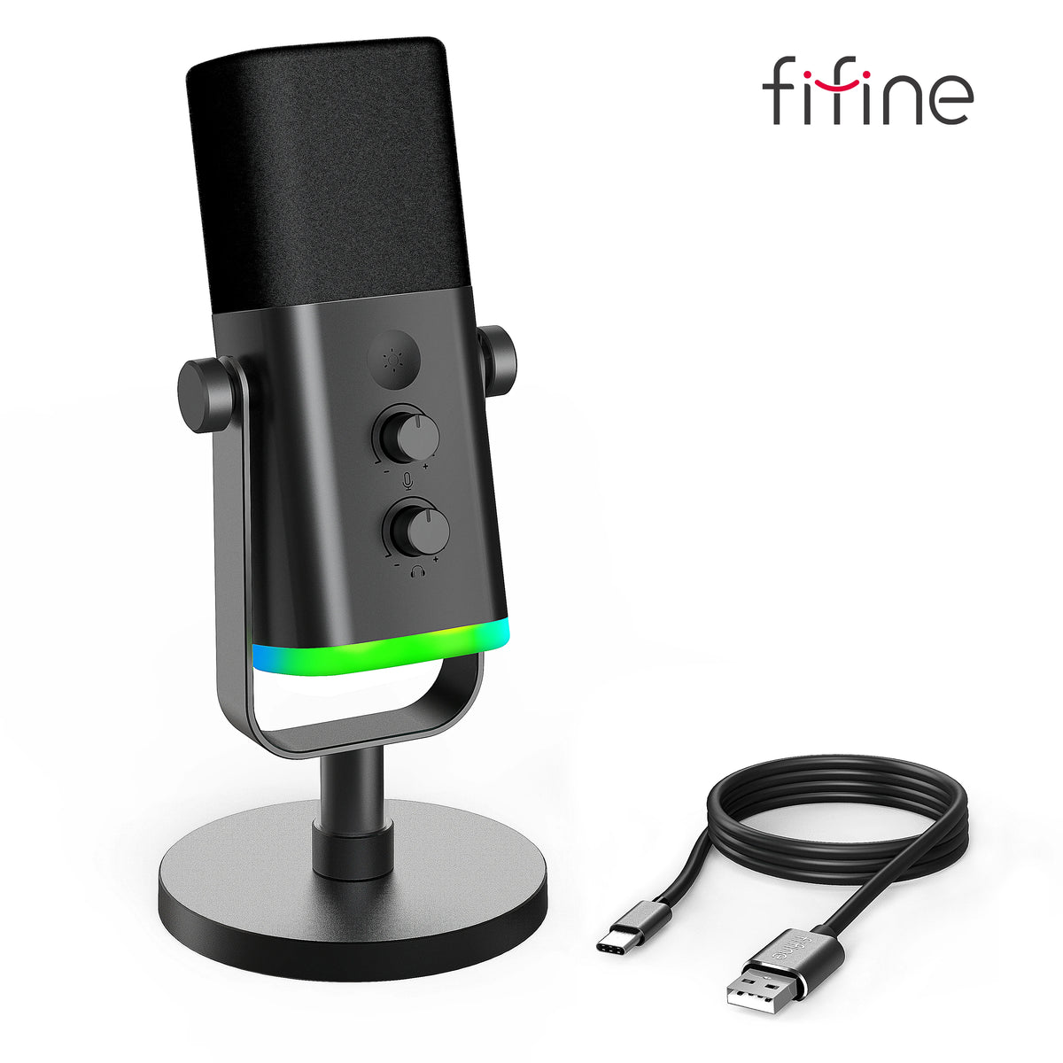 USB/XLR Dynamic Gaming Microphone with RGB Lighting, Headphone Jack & Mute for PC Streaming & Recording
