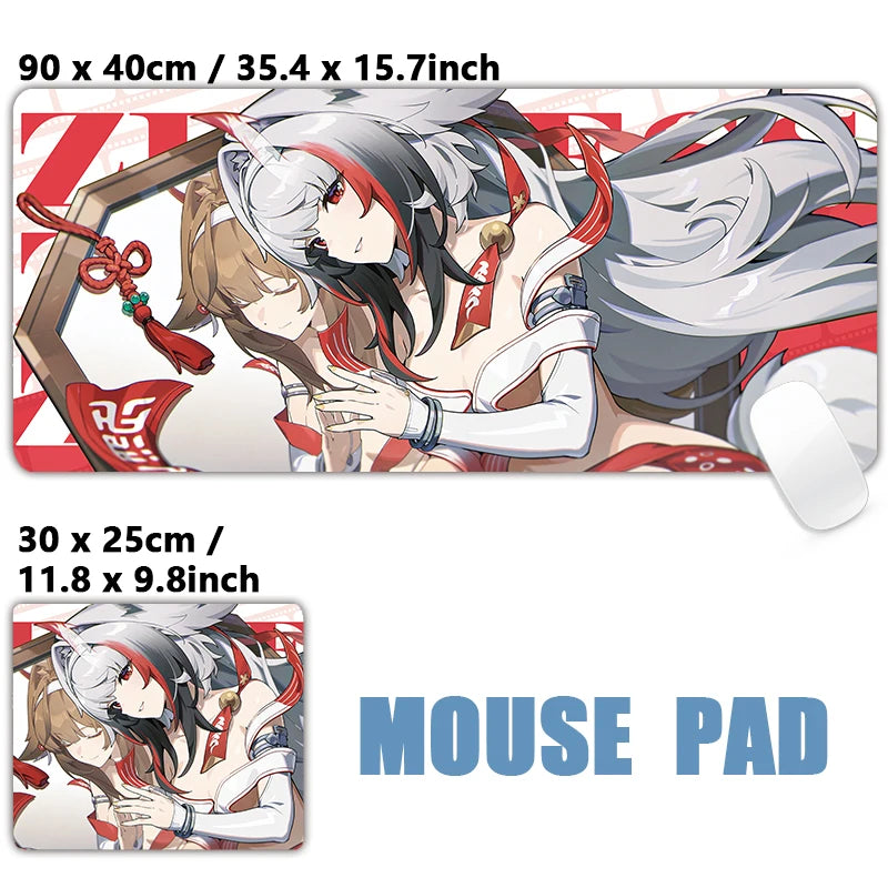 XXL Anime Gaming Mouse Pad – Hoshimi Miyabi & Evelyn Ellen Desk Mat, Large Keyboard Mousepad with Non-Slip Silicone Base