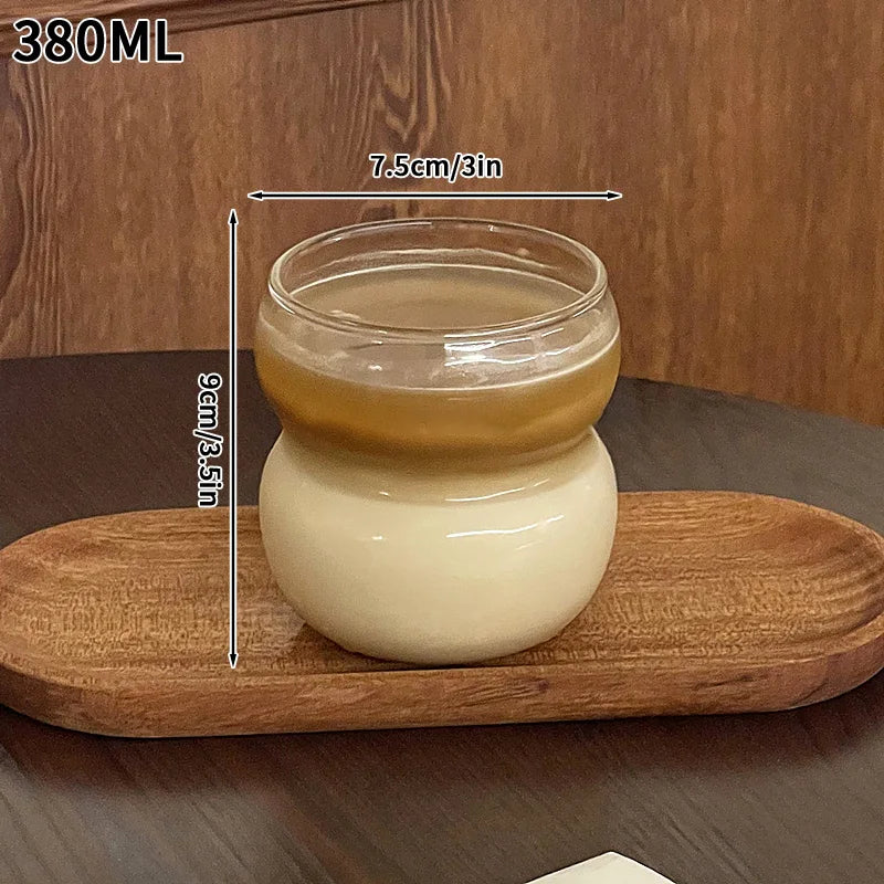 Aesthetic Borosilicate Glass Coffee Cups – Heat-Resistant Iced Coffee & Tea Glasses, 350ml (12oz) & 465ml (16oz)