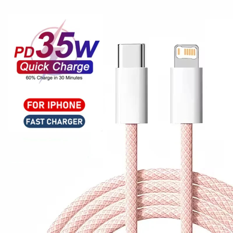 Braided PD 35W Fast Charge USB-C to Lightning Cable view 2