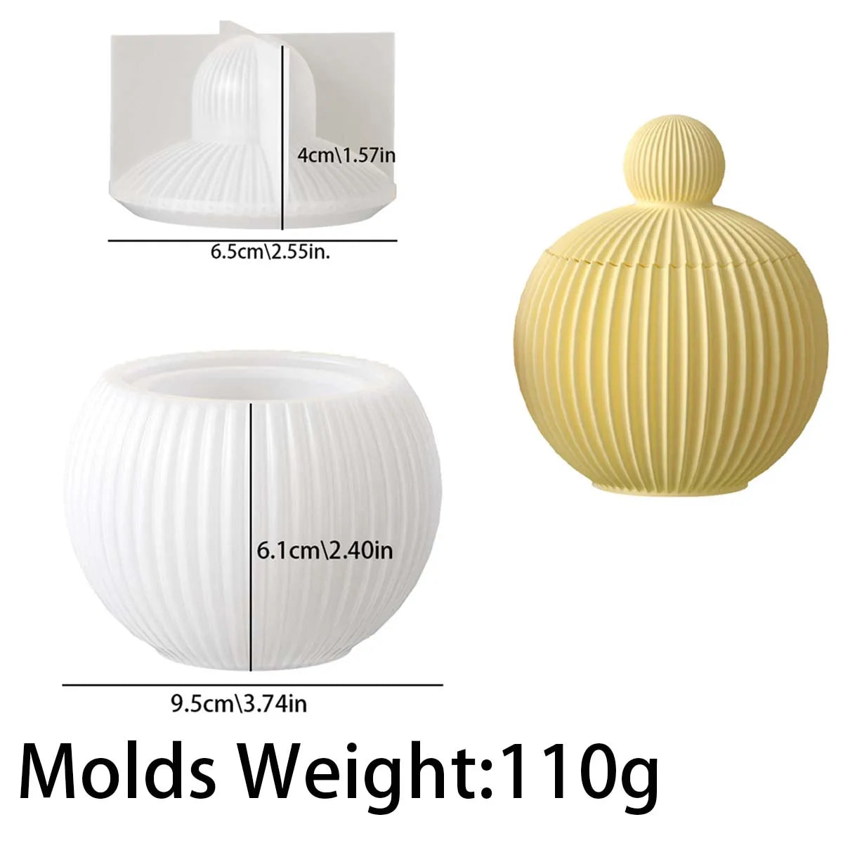 Round Striped Silicone Mold for Candle Jars, Resin & Plaster Flowerpots - DIY Casting Mold for Home Decor