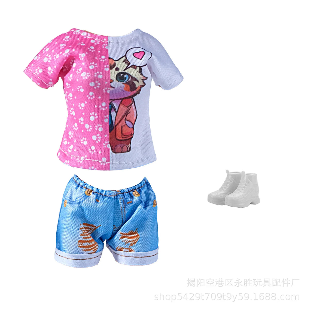 30cm Doll Clothes 1-Set Pink Fashion Outfit - Tops, Skirt, Shoes & Necklace for 11–11.8 in Dolls (BJD, Fashion Dolls)