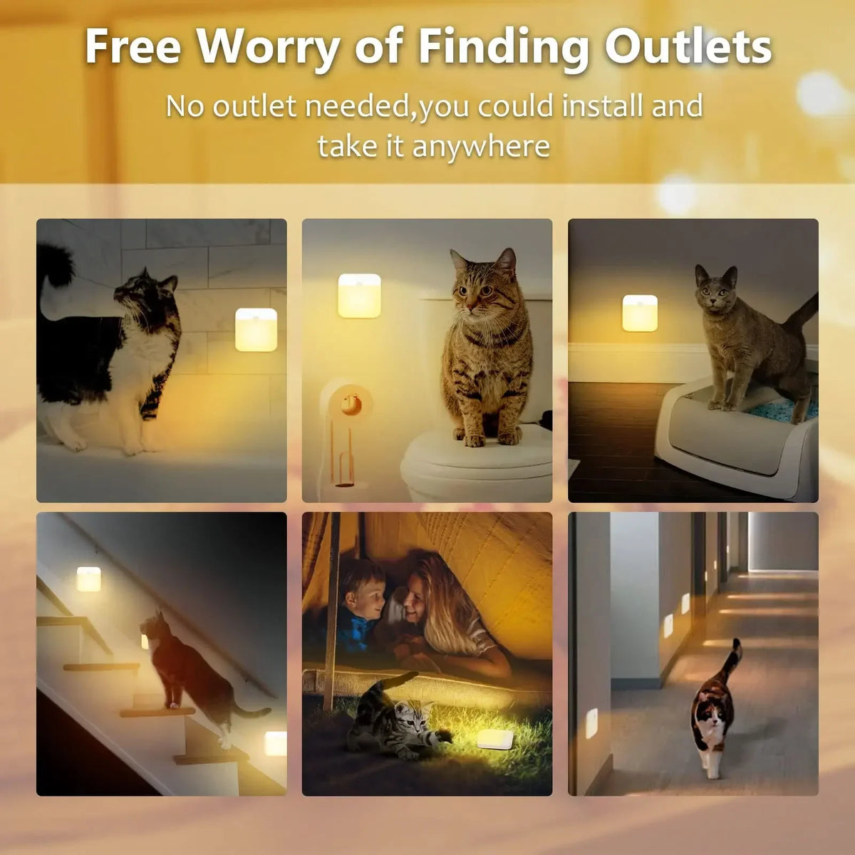 Rechargeable Motion Sensor Night Light Magnetic USB LED Wall Lamp for Bedroom, Hallway, Closet, Stairs & Bathroom
