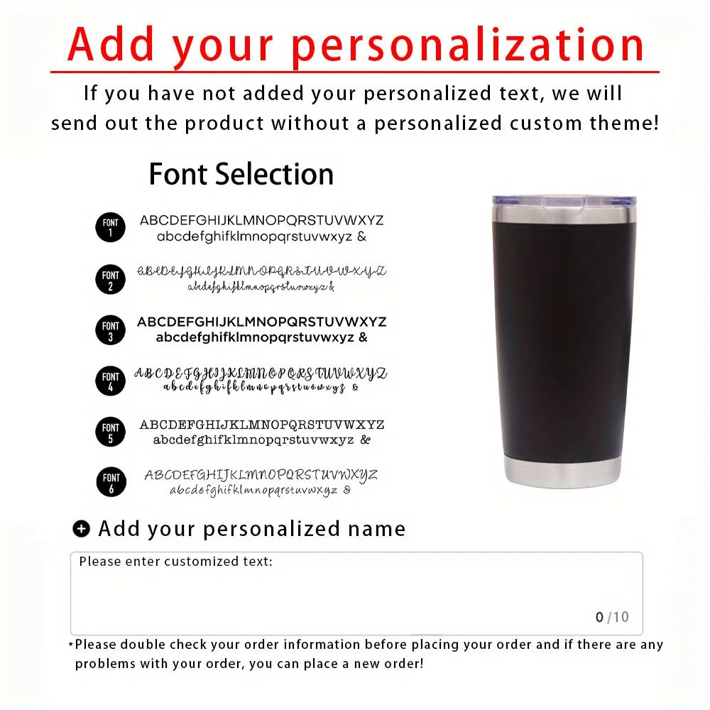 Personalized Engraved Stainless Steel Insulated Travel Tumbler - Custom Name Reusable Travel Mug Gift for Men and Women