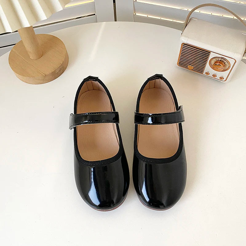 Girls Princess Patent Leather Flats – Soft Flexible Anti-Slip Casual Shoes, EU 27–36