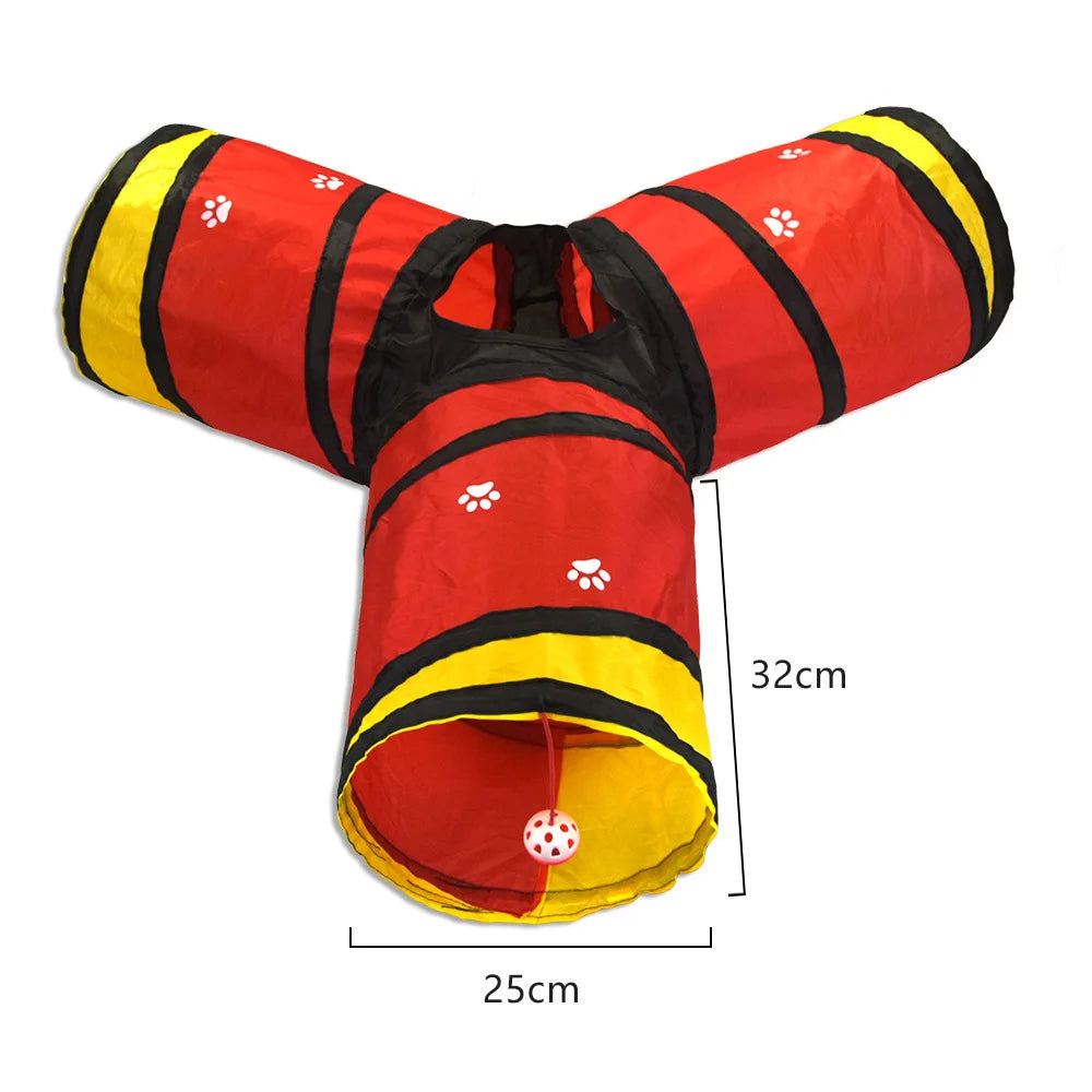 Foldable S-Shaped Cat Tunnel – Collapsible Play Tunnel for Cats, Rabbits & Small Pets, Interactive Crinkle Toy for Indoor Play