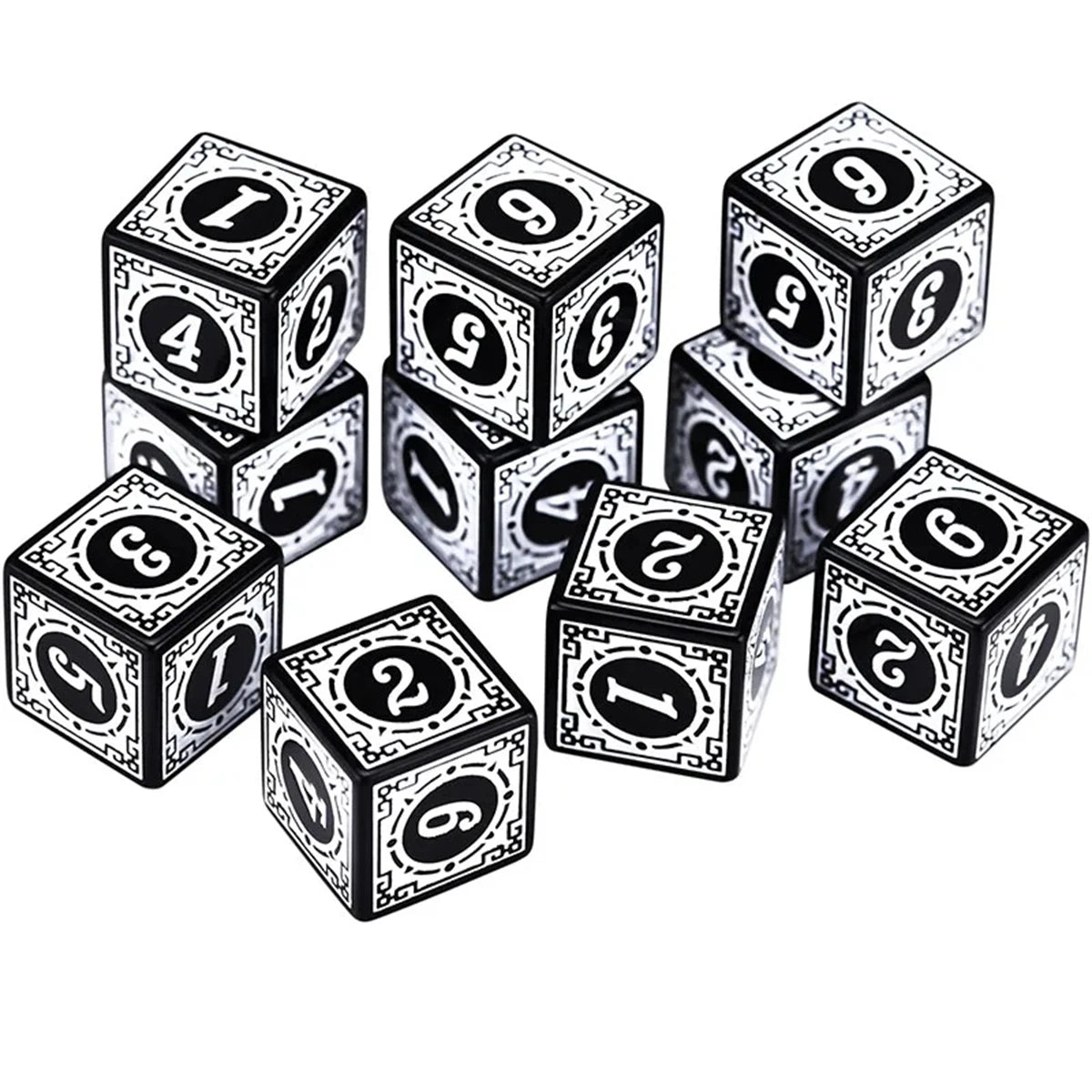 10-Piece Acrylic D6 Dice Set 16mm (0.63 in) – Carved Six-Sided Game Dice for RPG, Dungeons & Dragons & Board Games