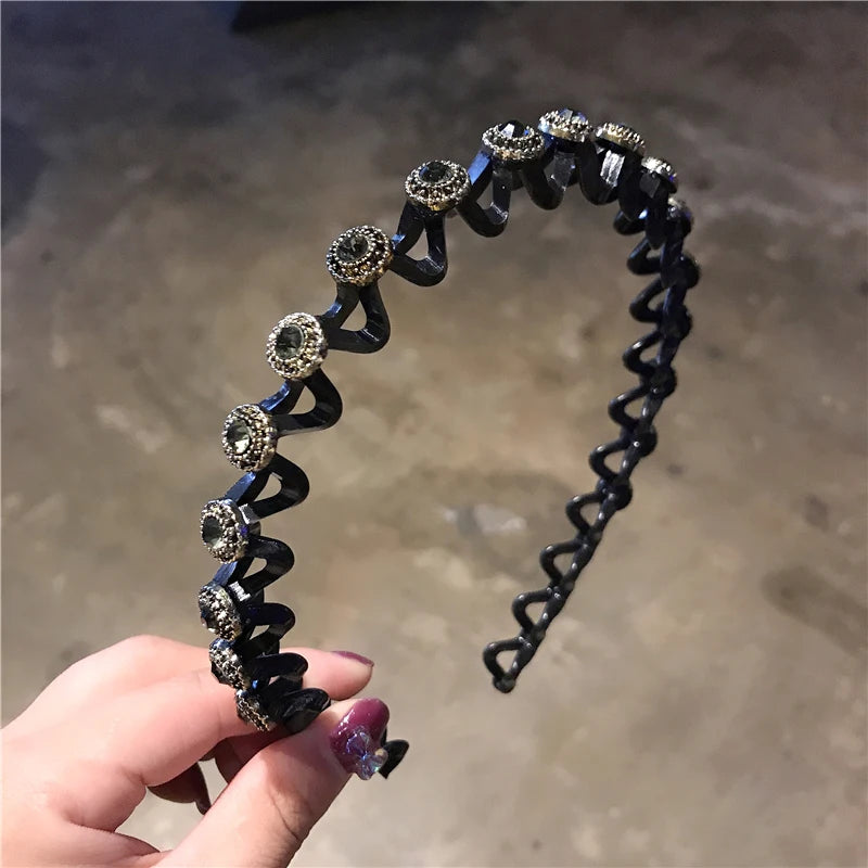 Pearl Rhinestone Non-Slip Elastic Flower Headband for Girls & Women