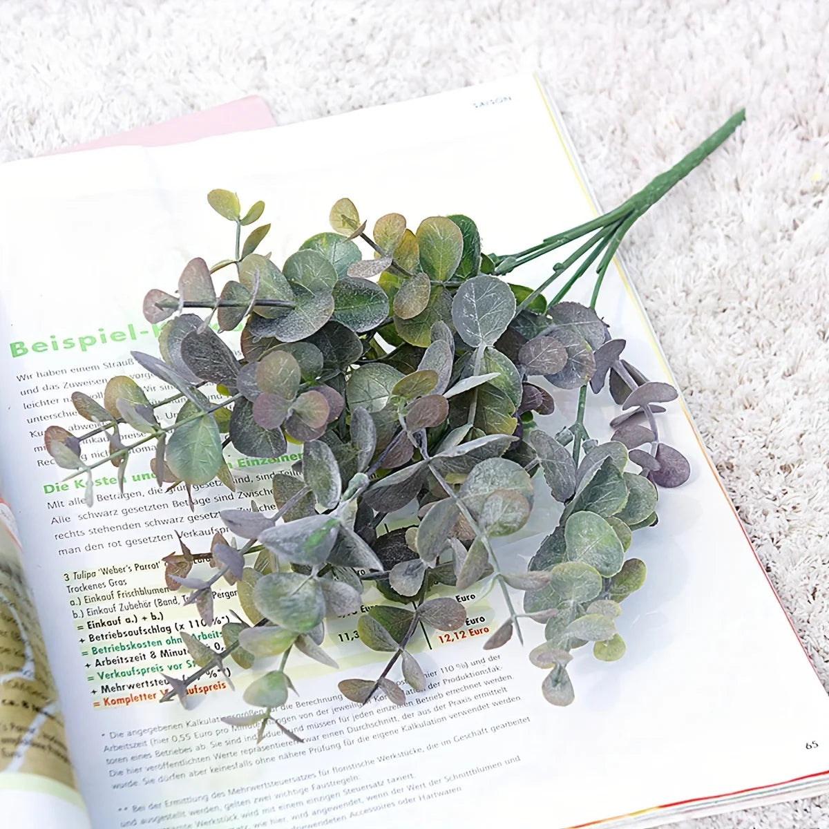 Artificial Rose & Eucalyptus Stem – 13.4 in (34 cm) Faux Flower Branch for Home, Wedding, Bridal & Party Decor
