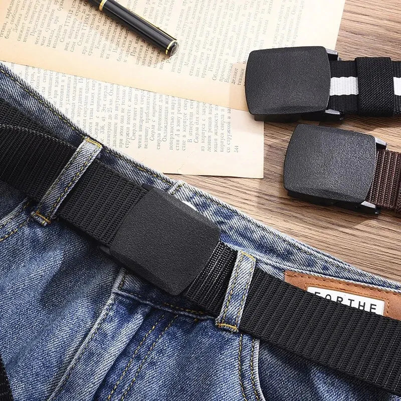 Metal-Free Canvas Tactical Belt 1.5 in (3.7 cm) Adjustable Unisex Belt for Jeans, Dress & Casual Wear
