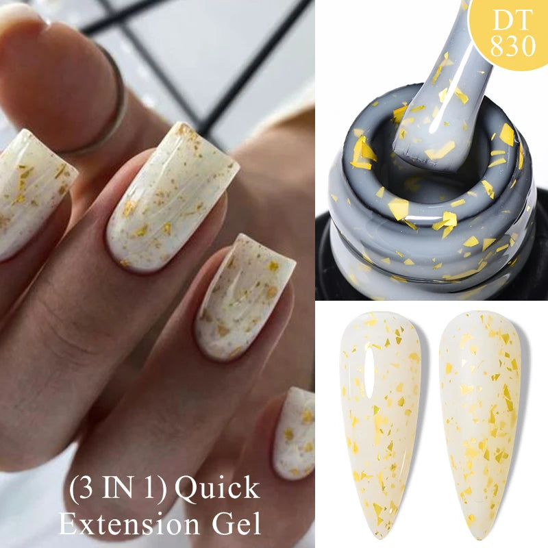 7ml Quick Extension Gel Nail Polish – Glitter Pink, Gold, Purple, Milky White | UV/LED Builder Gel for Nail Extensions
