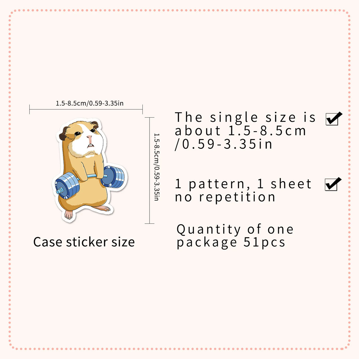 50-Pack Cute Kawaii Guinea Pig Stickers, Waterproof Cartoon Decals for Phone, Laptop & Scrapbook