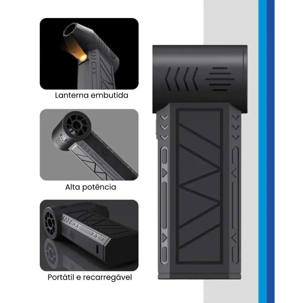 Portable USB Turbo Blower 3000mAh — 200W / 200 CFM for Dust Cleaning, Barbecue, and Equipment