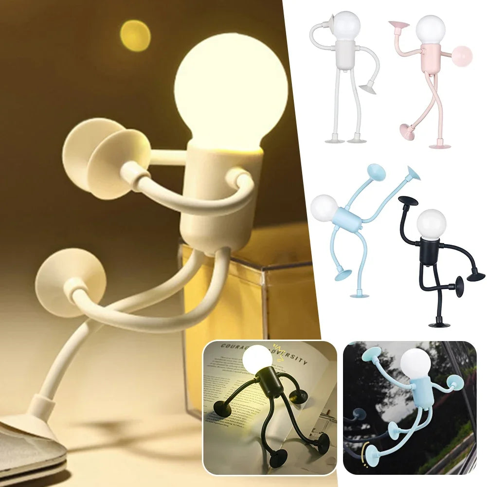 Mini Poseable Athlete Night Light with Suction Cup - Battery-Operated One-Touch Desk & Nursery Lamp