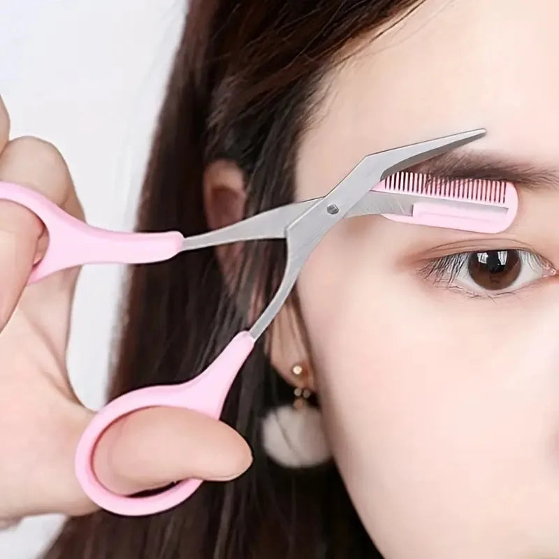 Eyebrow Trimmer Kit – Curved Razor & Scissors with Comb | Beginner-Friendly Brow Grooming Tools