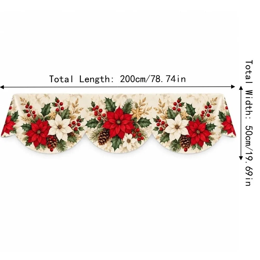 Christmas Fireplace Mantel Scarf 50x200cm (19.7x78.7in) Non-Slip Plush Mantel Runner Stain-Resistant Holiday Decor