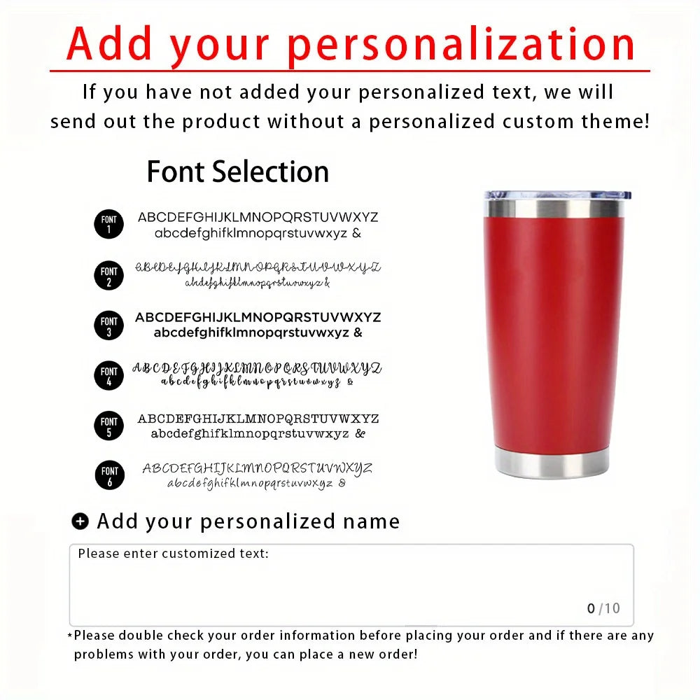 Personalized Engraved Stainless Steel Insulated Travel Tumbler - Custom Name Reusable Travel Mug Gift for Men and Women