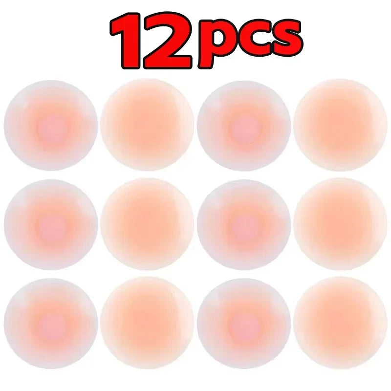 2/6/12-Pack Reusable Self-Adhesive Silicone Nipple Covers Invisible Breast Petals