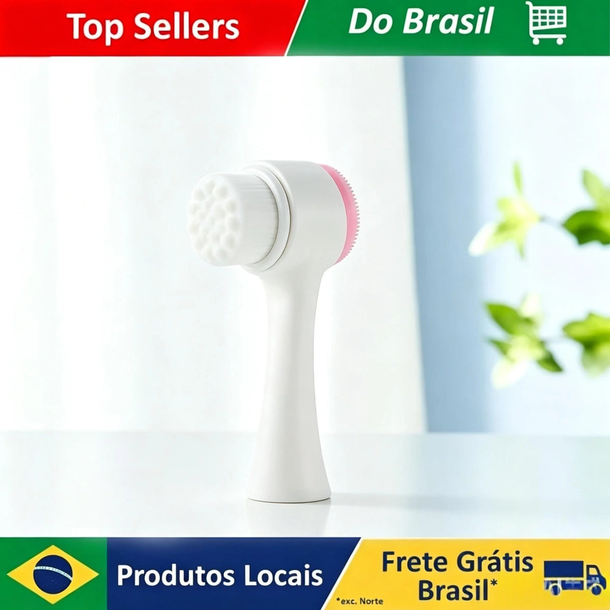 Double-Sided Facial Exfoliating Brush with Ergonomic Handle, Portable Gentle Cleansing Tool