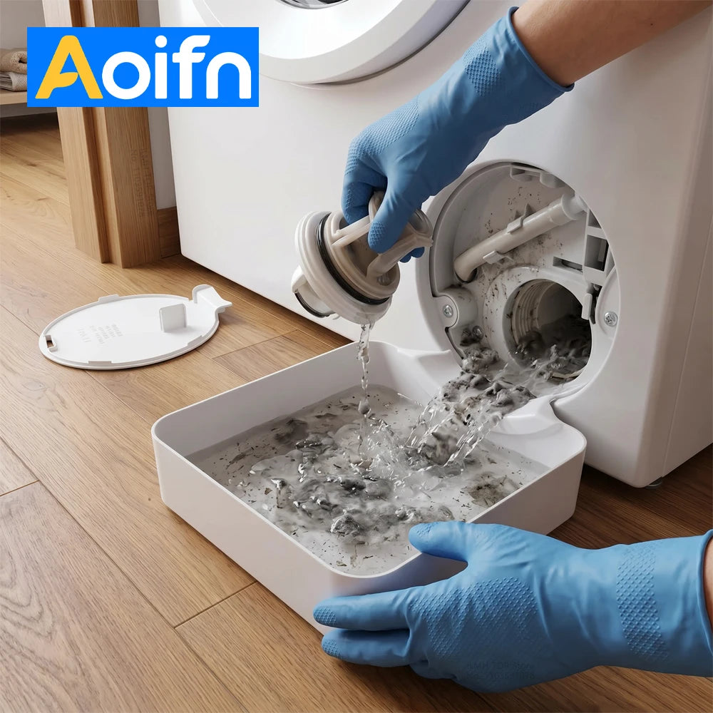 Washing Machine Drain Pan Front-Load Washer Water Catcher Tray Filter Cleaning Spill Protector